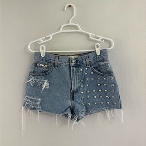 Levi's Light Blue Distressed Studded Denim Shorts